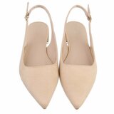 Beige suède slingback pumps met puntneus en lage hak-Marylise_