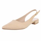 Beige suède slingback pumps met puntneus en lage hak-Marylise_