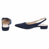 Blauwe suède slingback pumps met puntneus en lage hak-Marylise_