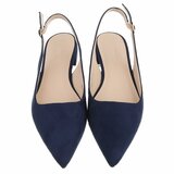 Blauwe suède slingback pumps met puntneus en lage hak-Marylise_