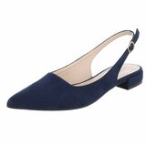Blauwe suède slingback pumps met puntneus en lage hak-Marylise_