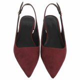 Bordeaux suède slingback pumps met puntneus en lage hak-Marylise_