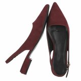 Bordeaux suède slingback pumps met puntneus en lage hak-Marylise_