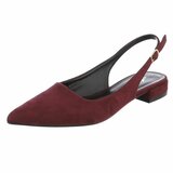 Bordeaux suède slingback pumps met puntneus en lage hak-Marylise_