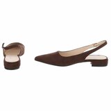 Bruine suède slingback pumps met puntneus en lage hak-Marylise_