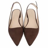 Bruine suède slingback pumps met puntneus en lage hak-Marylise_