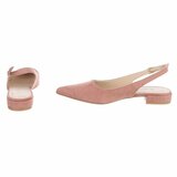 Roze suède slingback pumps met puntneus en lage hak-Marylise_