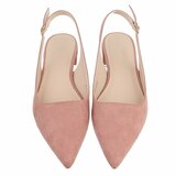 Roze suède slingback pumps met puntneus en lage hak-Marylise_