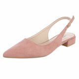 Roze suède slingback pumps met puntneus en lage hak-Marylise_