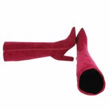 Bottes hautes fuchsia en suédine à bout pointu et talon bloc-Beatrix_