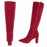 Bottes hautes fuchsia en suédine à bout pointu et talon bloc-Beatrix_