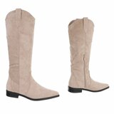 Beige suède westernlaarzen voor dames-Reya_