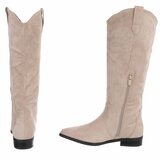 Beige suède westernlaarzen voor dames-Reya_