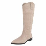 Beige suède westernlaarzen voor dames-Reya_