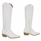 Witte westernlaarzen voor dames met lage hak-Corola_