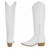 Witte westernlaarzen voor dames met lage hak-Corola_