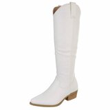 Witte westernlaarzen voor dames met lage hak-Corola_