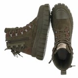 Kaki groene veterboots met print en chunky zool-Bintou_