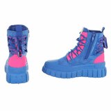 Blauw-roze veterboots met chunky zool-Bintou_