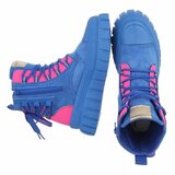 Blauw-roze veterboots met chunky zool-Bintou_