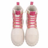 Beige-roze veterboots met chunky zool-Bintou_