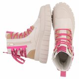 Beige-roze veterboots met chunky zool-Bintou_