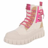 Beige-roze veterboots met chunky zool-Bintou_