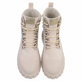 Beige veterboots met snakeprint en chunky zool-Bintou_