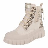 Beige veterboots met snakeprint en chunky zool-Bintou_