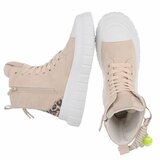 Baskets montantes beiges avec détails léopard et semelle chunky-Ashani_