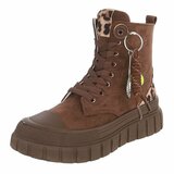 Bruine hoge sneakers met luipaarddetail en chunky zool-Ashani_