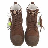 Bruine hoge sneakers met luipaarddetail en chunky zool-Ashani_