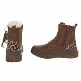 Bruine hoge sneakers met luipaarddetail en chunky zool-Ashani_