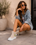 Beige hoge sneakers met chunky zool-Ashani_