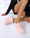 Roze platform sneakers voor dames met strass logo-Telma_