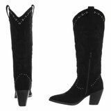 Zwarte westernlaarzen met borduursel en studs-Paloma_