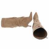Kaki suède laarzen met gespen en elegante hak-Masha_