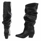 Zwarte cowboylaarzen met geplooide schacht-Darcy_