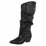 Zwarte cowboylaarzen met geplooide schacht-Darcy_