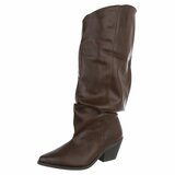 Bruine cowboylaarzen met geplooide schacht-Darcy_