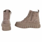 Kaki hoge sneakers in suède met chunky zool-Bruni_