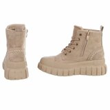 Beige hoge sneakers in suède met chunky zool-Bruni_
