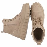 Beige hoge sneakers in suède met chunky zool-Bruni_