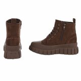 Bruine hoge sneakers in suède met chunky zool-Bruni_