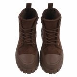 Bruine hoge sneakers in suède met chunky zool-Bruni_