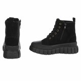 Zwarte hoge sneakers in suède met chunky zool-Bruni_