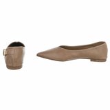 Ballerines taupe à bout pointu avec boucle décorative-Anabia_