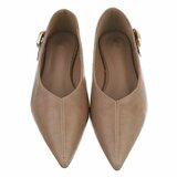 Ballerines taupe à bout pointu avec boucle décorative-Anabia_