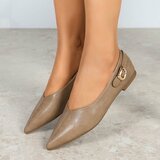 Ballerines taupe à bout pointu avec boucle décorative-Anabia_