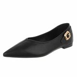 Ballerines noires à bout pointu avec boucle décorative-Anabia_